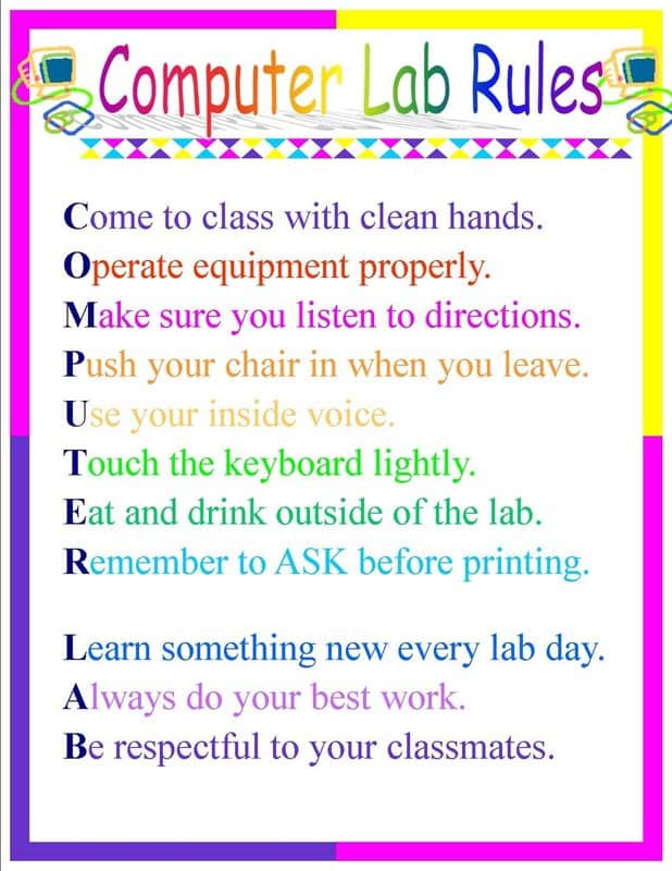 computer lab rules for kids